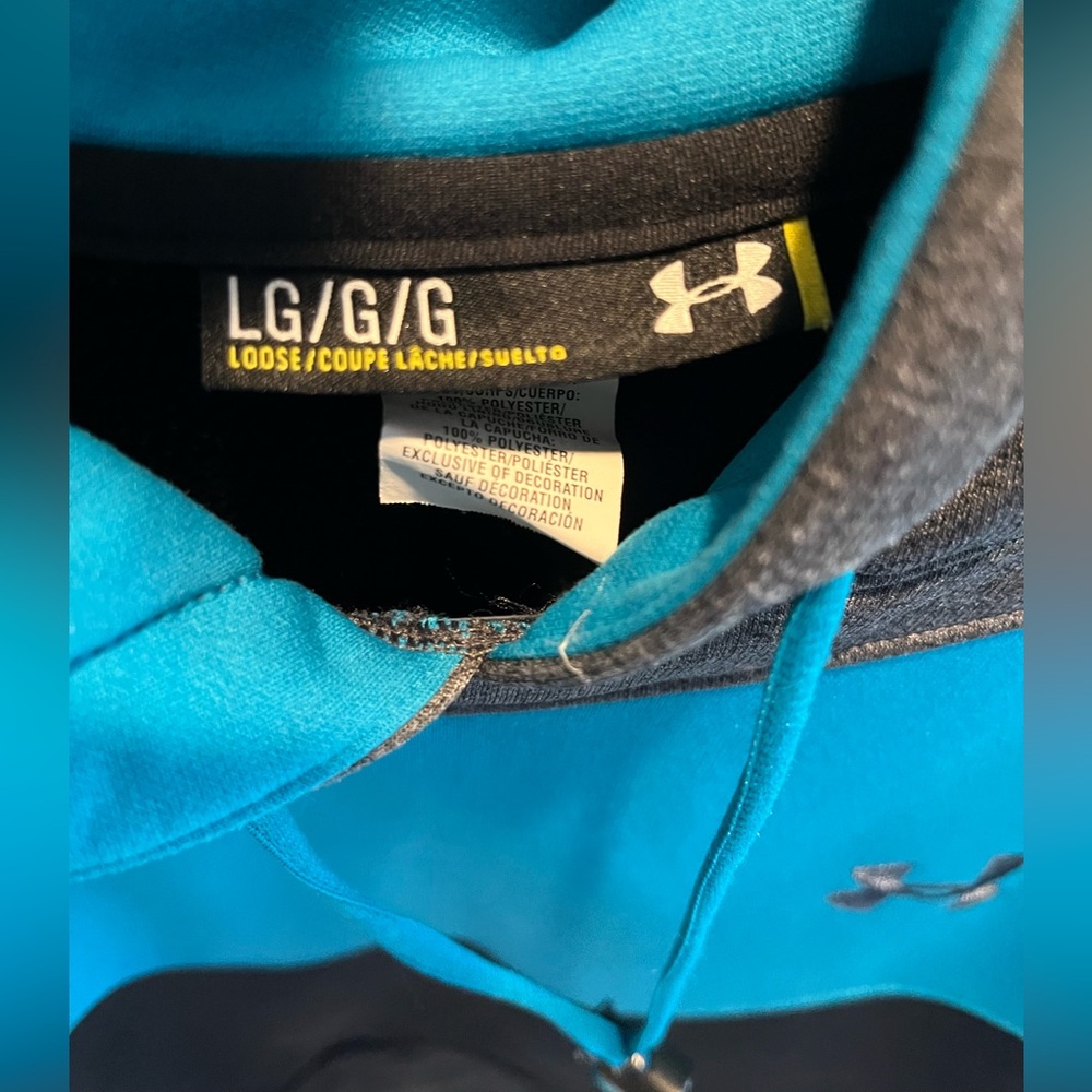 Under Armour brand Aqua Blue and Black Color Hoodie - Size Medium - Picture 2 of 5